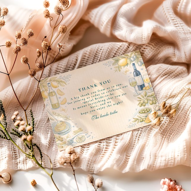 Italian Ciao Miss Bridal Shower Thank You Card (Creator Uploaded)