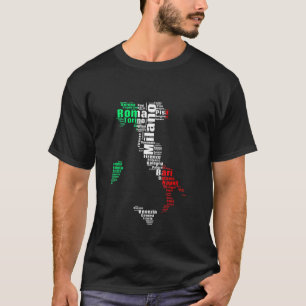 Italian Cities Italy Love Flag Boots Map T-Shirt
