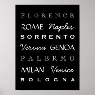 Italian Cities Typography Poster