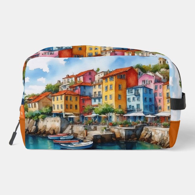 Italian City Scape Village and Wooden Boats  Dopp Kit (Back)