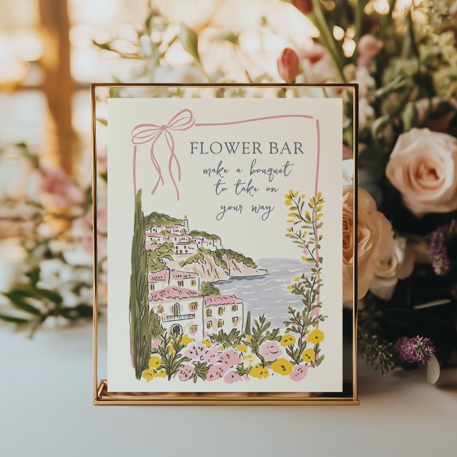 Italian Coast Bridal Shower Flower Bar Poster (Creator Uploaded)