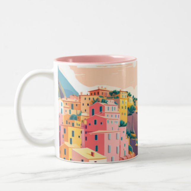 Italian coast city Two-Tone coffee mug (Left)