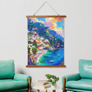 Italian Coast Flowers Hanging Tapestry