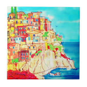 Italian Coast Scene Contemporary Tile