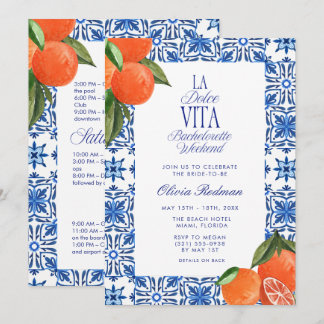 Italian Coastal La Dolce Vita Bachelorette  Invitation