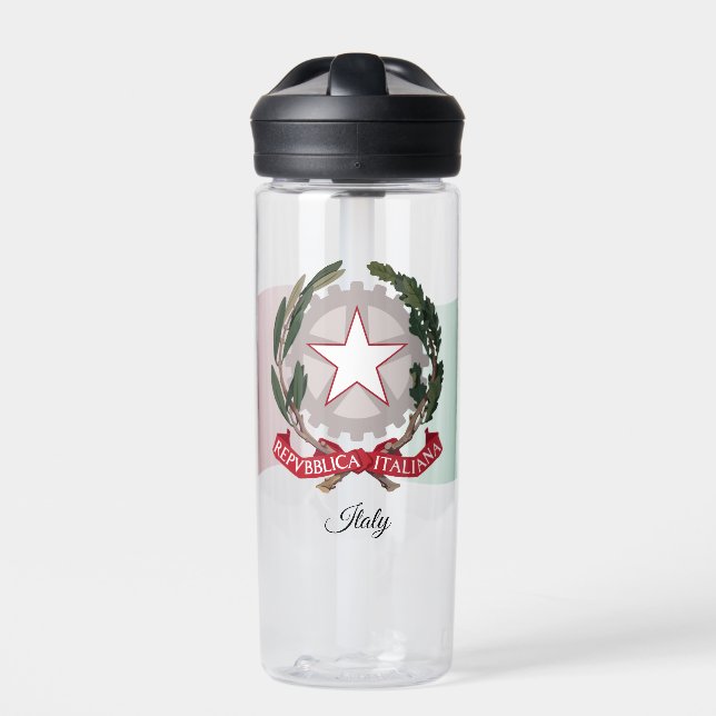 Italian Coat of Arms, Flag, Italy Water Bottle (Front)