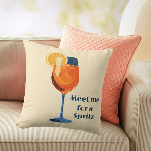Italian Cocktail Drink Vintage Retro Happy Hour Cushion