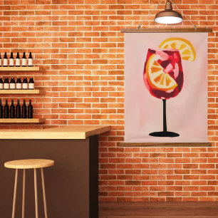 Italian Cocktail Happy Hour Vintage Retro Abstract Hanging Tapestry