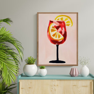 Italian Cocktail Happy Hour Vintage Retro Abstract Poster