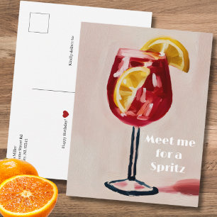 Italian Cocktail Happy Hour Vintage Retro Colourfu Postcard