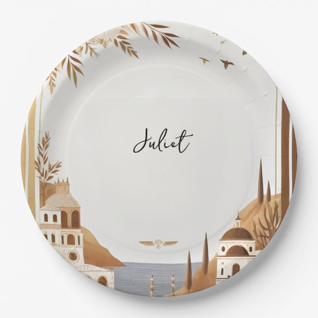 Italian Coffee Sorrento Casual Bridal Shower Paper Plate (Front)