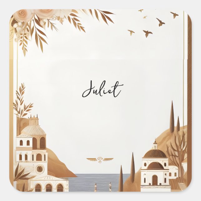 Italian Coffee Sorrento Casual Bridal Shower Square Sticker (Front)