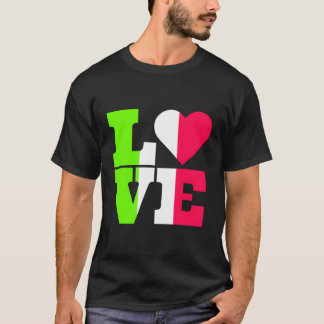 Italian Colours Flag Heart Love Italy T-Shirt