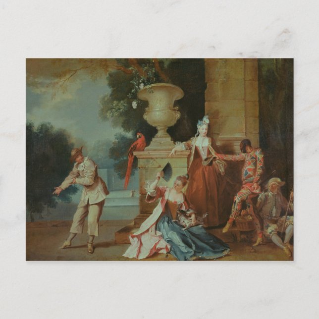 Italian Comedians in a Park, c.1725 Postcard (Front)