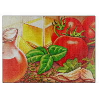 Italian Cooking Ingredients Tomatoes and Basil Cut
