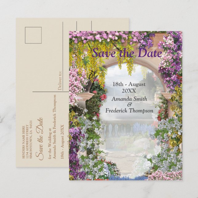 Italian country home outdoors announcement postcard (Front/Back)