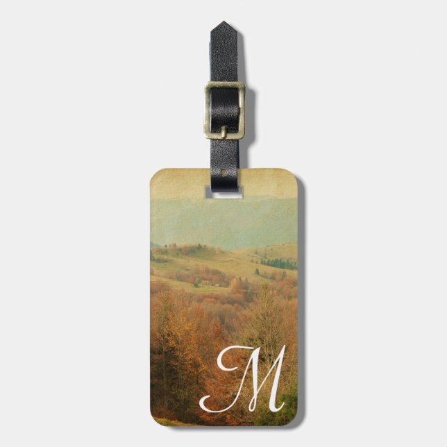 Italian Country Side Rolling Monogram Luggage Tag (Front Vertical)
