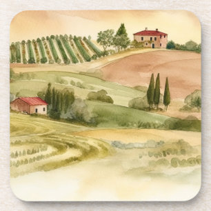 Italian Countryside Scenic Italy Watercolor Coaster