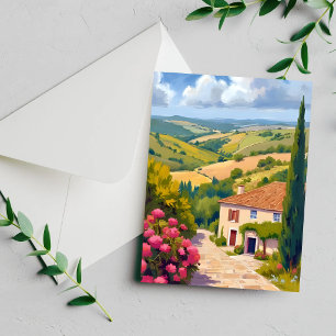 Italian Countryside Vineyard Watercolor Card
