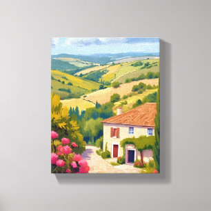 Italian Countryside   Vineyard Watercolor Travel Canvas Print