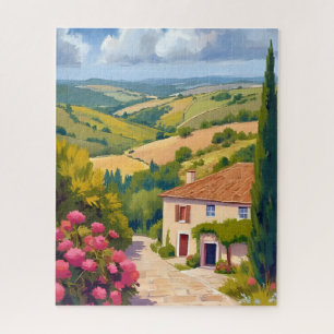 Italian Countryside Vineyard Watercolor Travel Jigsaw Puzzle