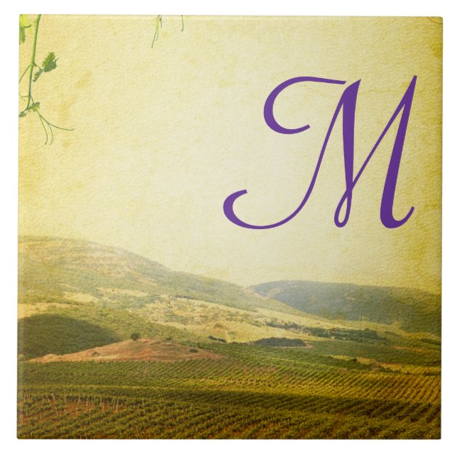 Italian Countryside Winery Monogram Display Tile (Front)