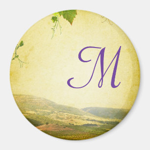Italian Countryside Winery Monogram Initial Magnet