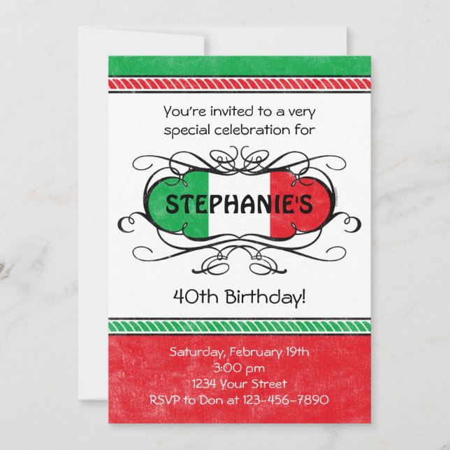 Italian Crest Custom Party Invitation (Front)