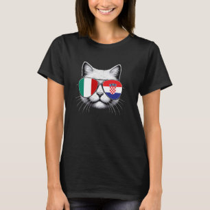 Italian Croatian Flag Funny Cat Italy Croatia T-Shirt