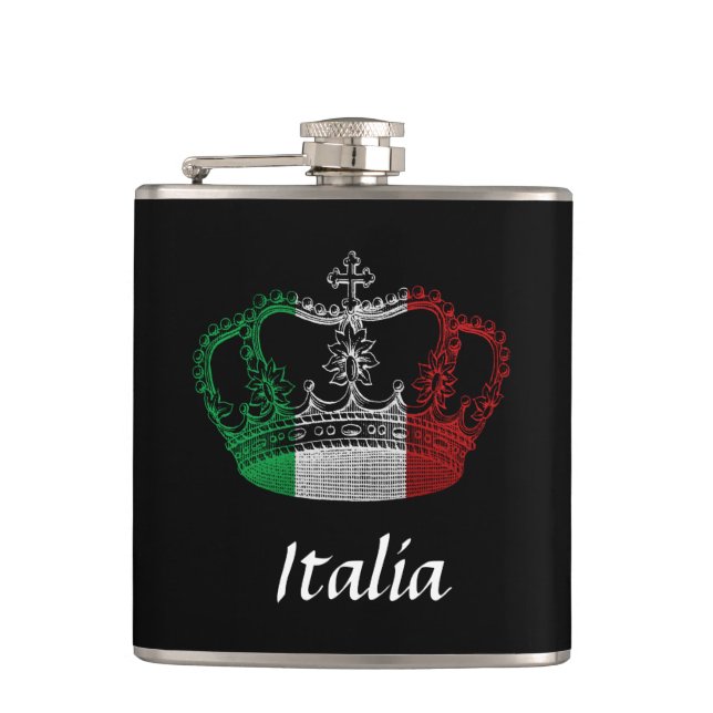 Italian Crown Flag Italia Flask (Front)