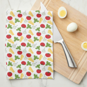 Italian cuisine essential ingredients tea towel