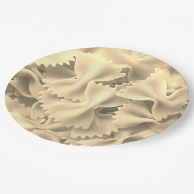 Italian cuisine farfalle pasta paper dinner plates (Angled)