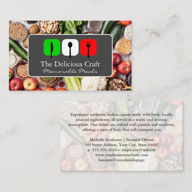 Italian Cuisine Logo | Fresh Produce Business Card (Front/Back)