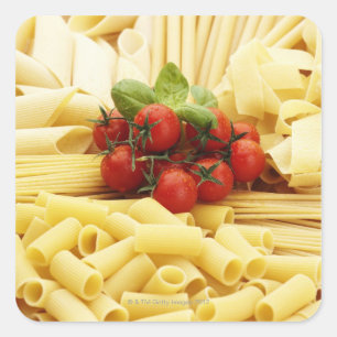 Italian cuisine. Pasta and tomatoes. Square Sticker