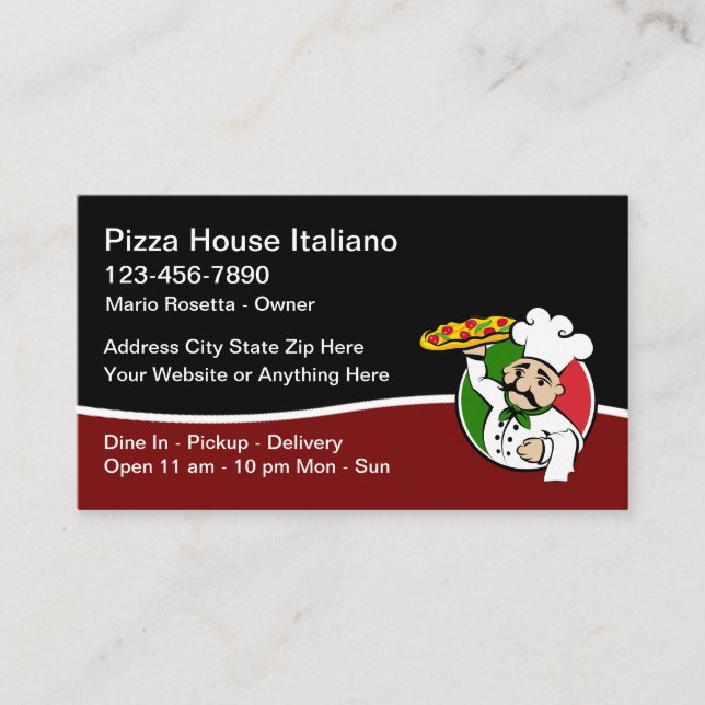 Italian Cuisine Pizza Restaurant Business Cards  (Front)
