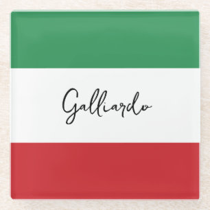 Italian Custom Family Name  Glass Coaster