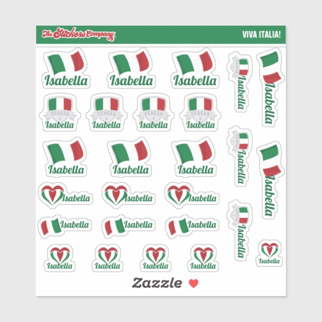 Italian Custom Name Labels | Italy (Sheet)