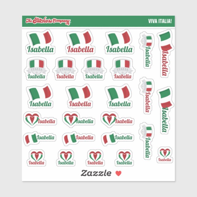 Italian Custom Name Labels | Italy (Sheet)
