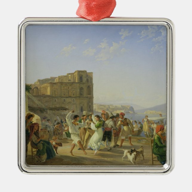 Italian Dancing, Naples, 1836 Metal Tree Decoration (Front)