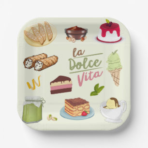 Italian Desserts Sweets Paper Plate