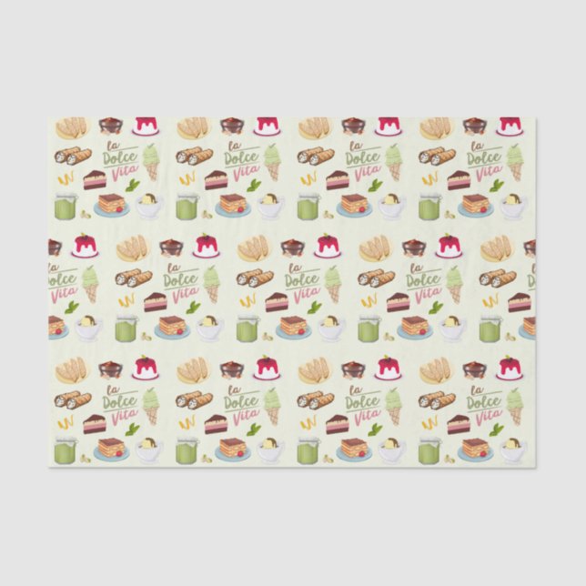 Italian Desserts Sweets Tissue Paper (Front)