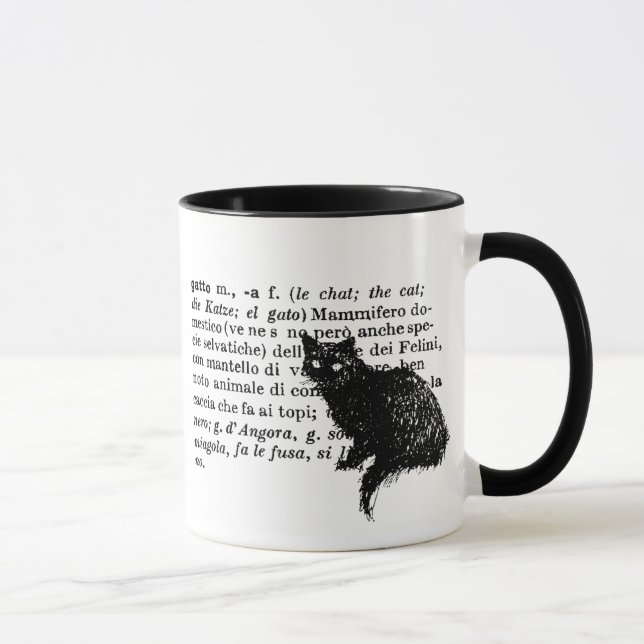 Italian Dictionary cat Mug (Right)