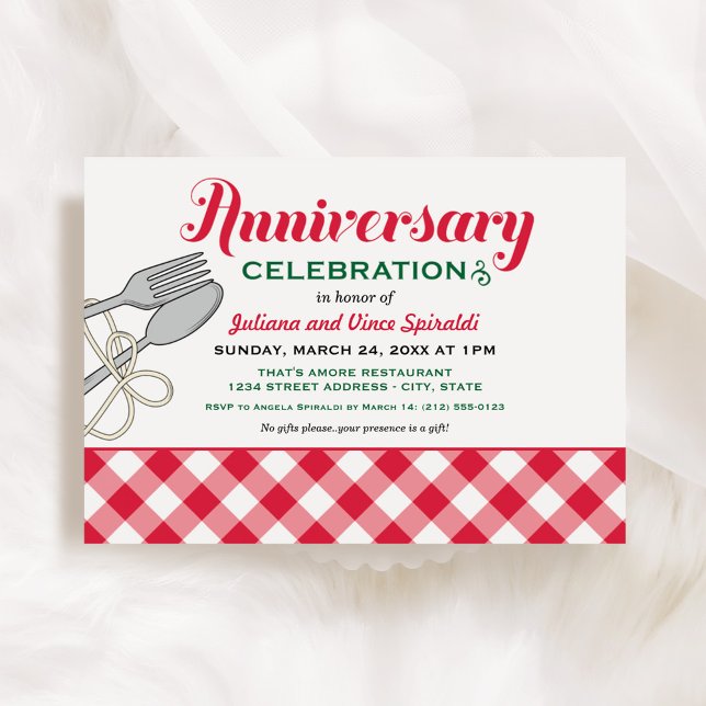 Italian Dinner Anniversary Celebration Invitation (Creator Uploaded)