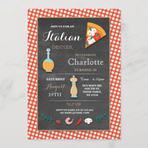 Italian Dinner Birthday Party Chalk Pizza Invite