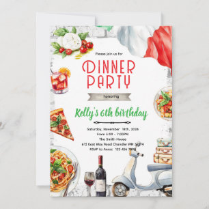 Italian Dinner birthday party Invitation