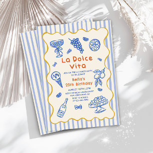 Italian Dinner La Dolce Vita Birthday  Invitation 