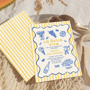 Italian Dinner La Dolce Vita Birthday  Invitation
