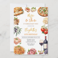 Italian Dinner Pizza Party Birthday Invitation