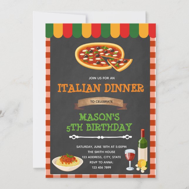 Italian dinner theme party invitation (Front)