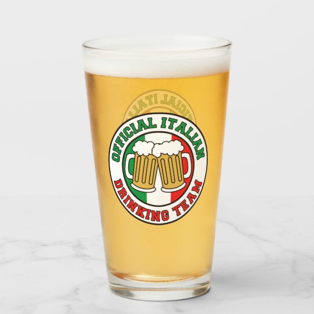 Italian Drinking Team Flag Of Italy Glass (Front Filled)
